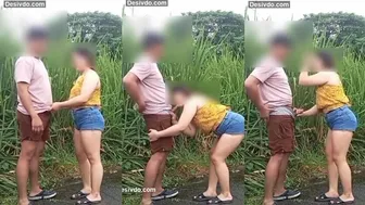 Hot Wife Road Side Sucking Standing Doggy Sex